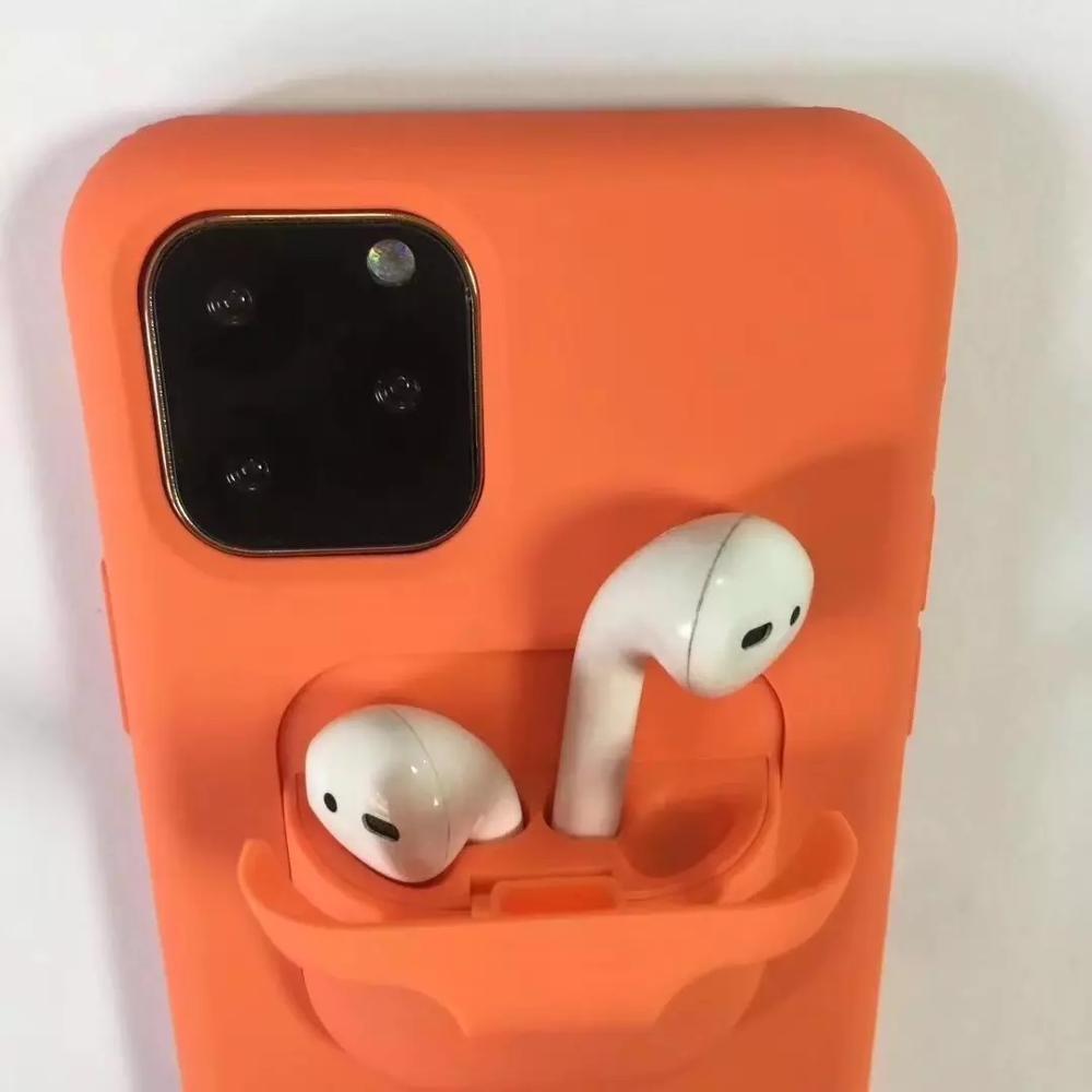 2 In1 Silicone Phone Case for iPhone 11 Pro X 7 8 6 6S Plus XS Max XR With Wireless Earphone Case For AirPods Holder