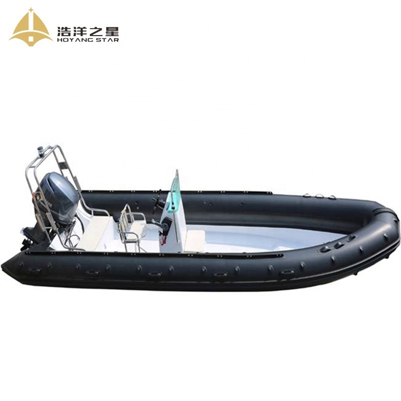 Luxury Super 22.3ft RIB  Fiberglass Inflatable Boat With Outboard Motor For Sale