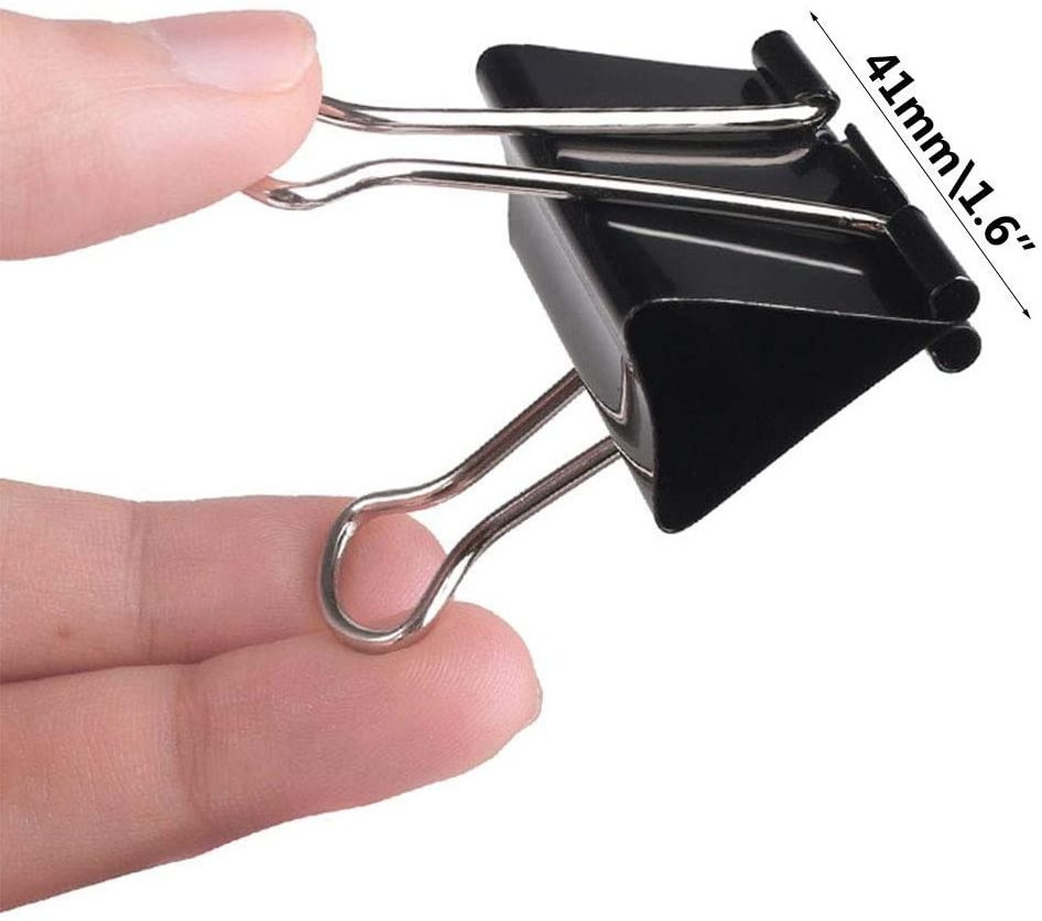 High quality 51/41/32/25/19/15 mm multi size metal black paper clip binder spring clip