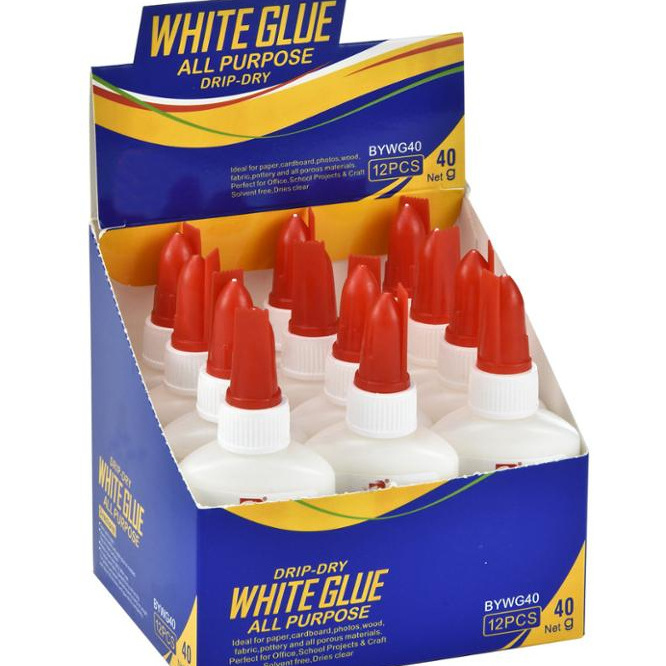 washable non-toxic school white glue in white bottle fast dry white glue