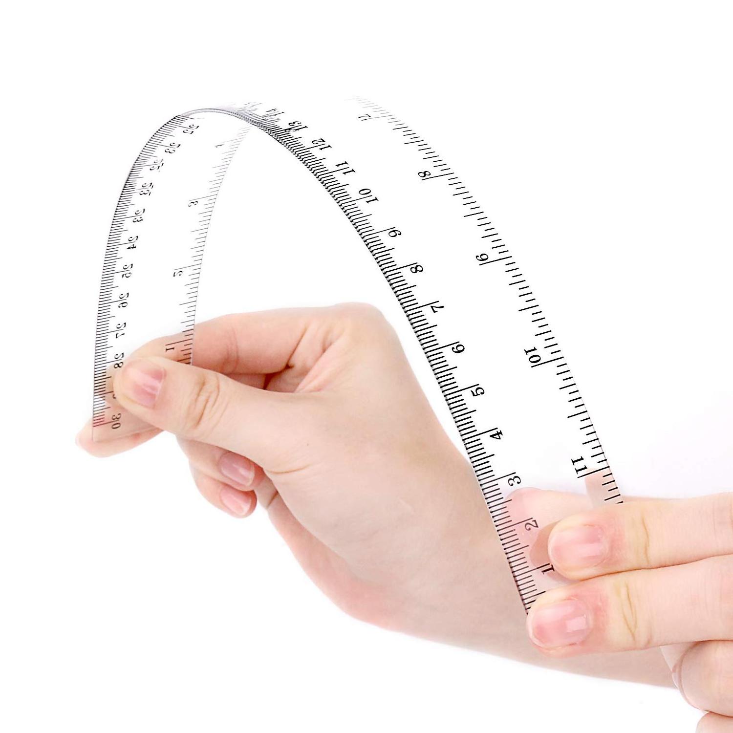 Factory 6inch 12inch 15cm 30cm Transparent PVC Clear Plastic Scale Flexible Measuring Ruler