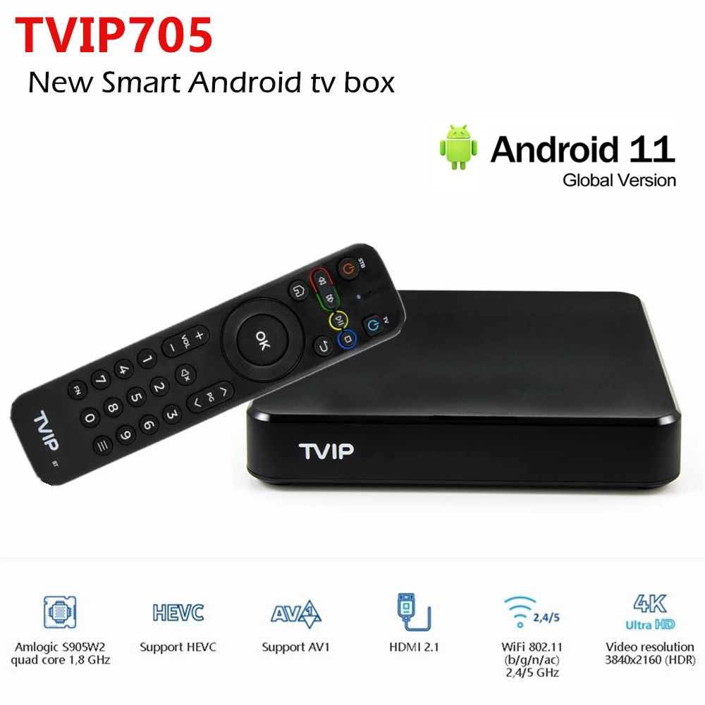 TVIP 705 605se 4K with Dual Wifi s-box IPTV 4K HEVC HD tvip705 Android 11 Multimedia iptv Streamer TV Box sweden italy arabic