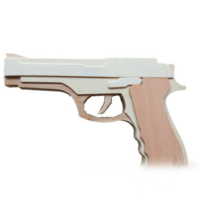 Outdoor playing shooting game rubber band hand pistol gun wooden gun model kids toy gun