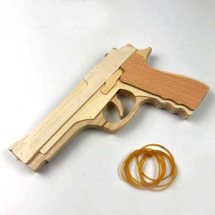 Outdoor playing shooting game rubber band hand pistol gun wooden gun model kids toy gun