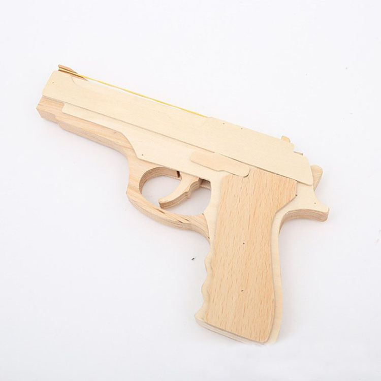 Outdoor playing shooting game rubber band hand pistol gun wooden gun model kids toy gun