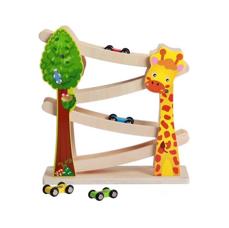 Wooden track car sets toy for kids toddler boys girls