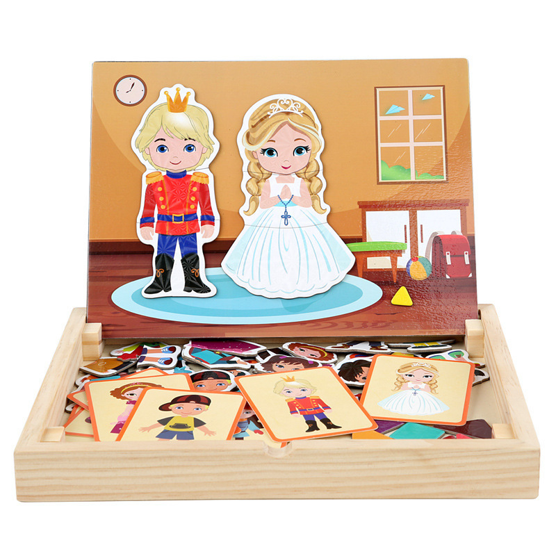 New Creative educational toy Dress Up Wooden Puzzle DIY Magnetic Sticker Puzzle Magnetic Puzzle Toy