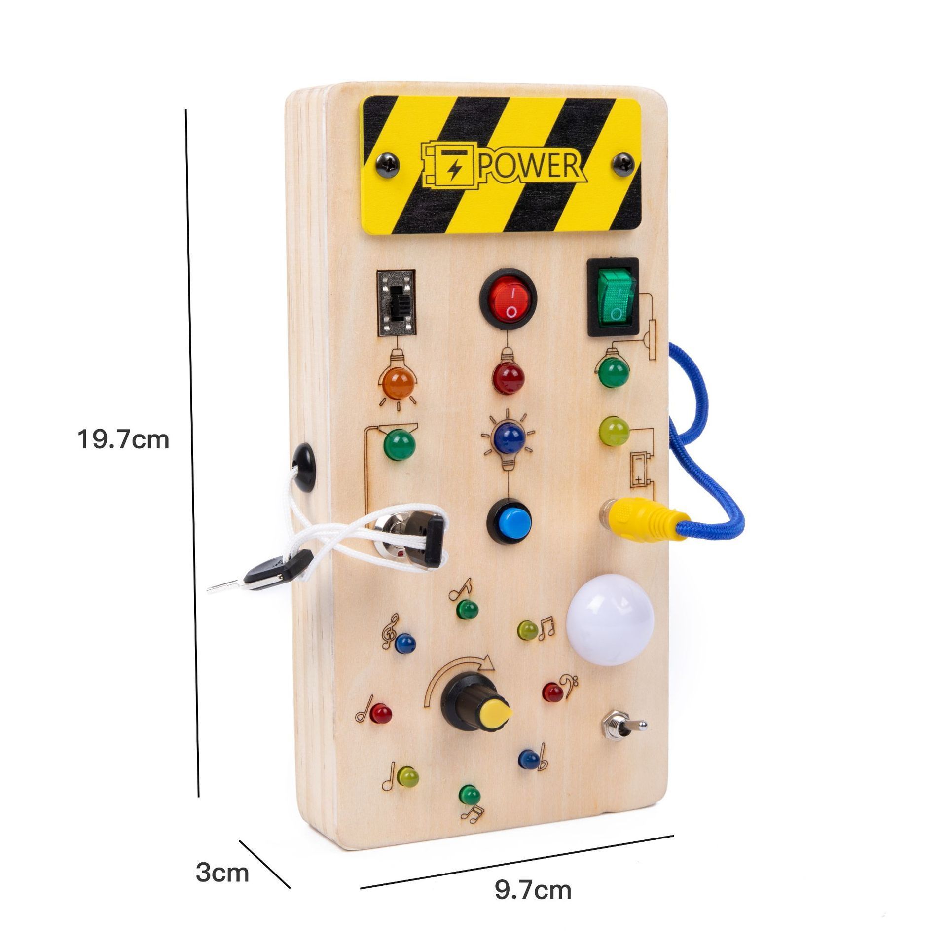 Educational Toy Montessori LED Light Switch Toy Creative Wooden Button Sensory Funny Busy Board Toys