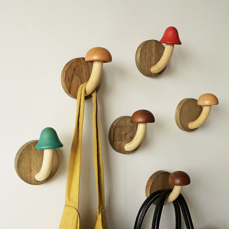 New Design Mushroom Decor Wall Hook Coat Rack Wall Mount Mushroom Hanging Shelves