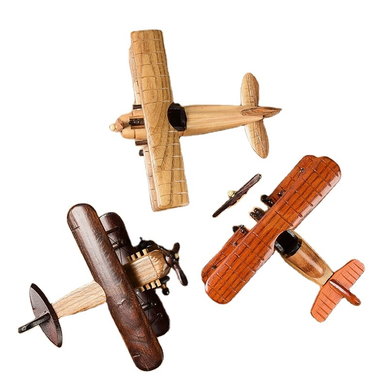 HOYE CRAFTS Wooden retro airplane ornaments decorative crafts airplane model