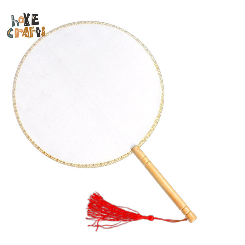 HOYE CRAFTS Hot Sale Chinese Style Silk Fan Wedding Party Dance Accessories Round Hand Fan