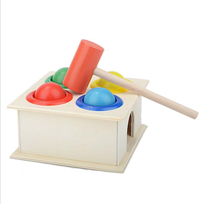 Wooden Hammer Box Fun Playing Hammering Ball Hamster Kids Game Children Early Learning Educational Balls Knocking Toys