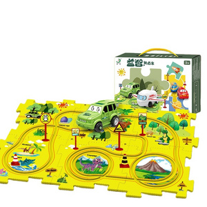 Diy Puzzle Tracks Electric Slot Train Toys Puzzle Track Vehicle Set Educational toys Battery Operated car track toy for kids