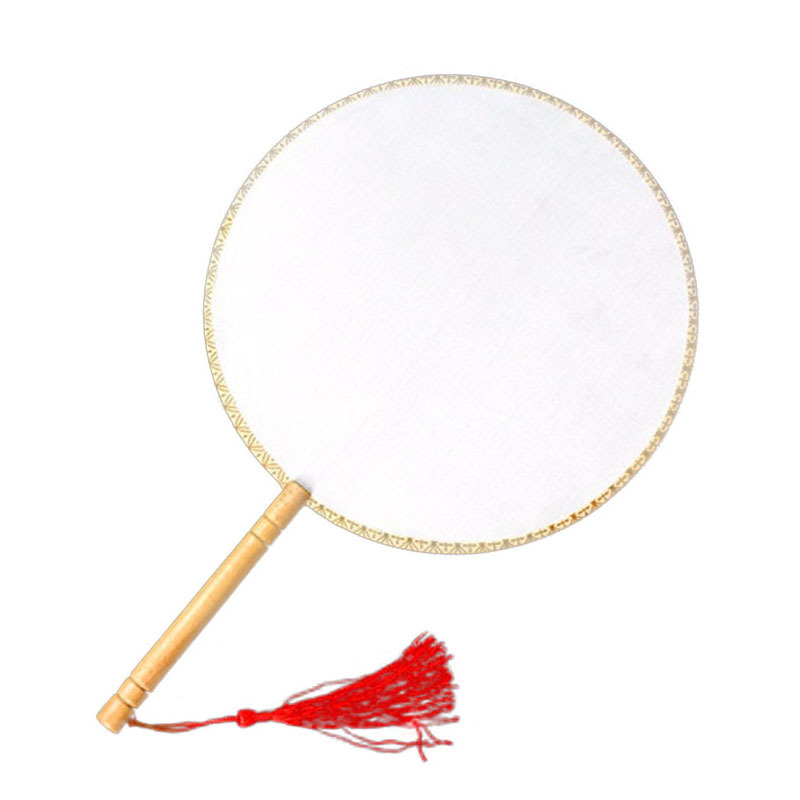 HOYE CRAFTS Hot Sale Chinese Style Silk Fan Wedding Party Dance Accessories Round Hand Fan