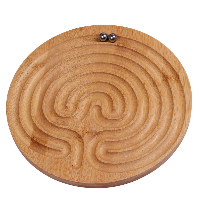 educational toy Round Balance Board Coffee Table Game Wooden Round Labyrinth Ball Maze Puzzle