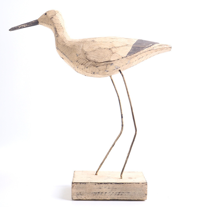 Elegant wood birds sculpture living room decoration vivid water birds decorative figurine wood carving birds