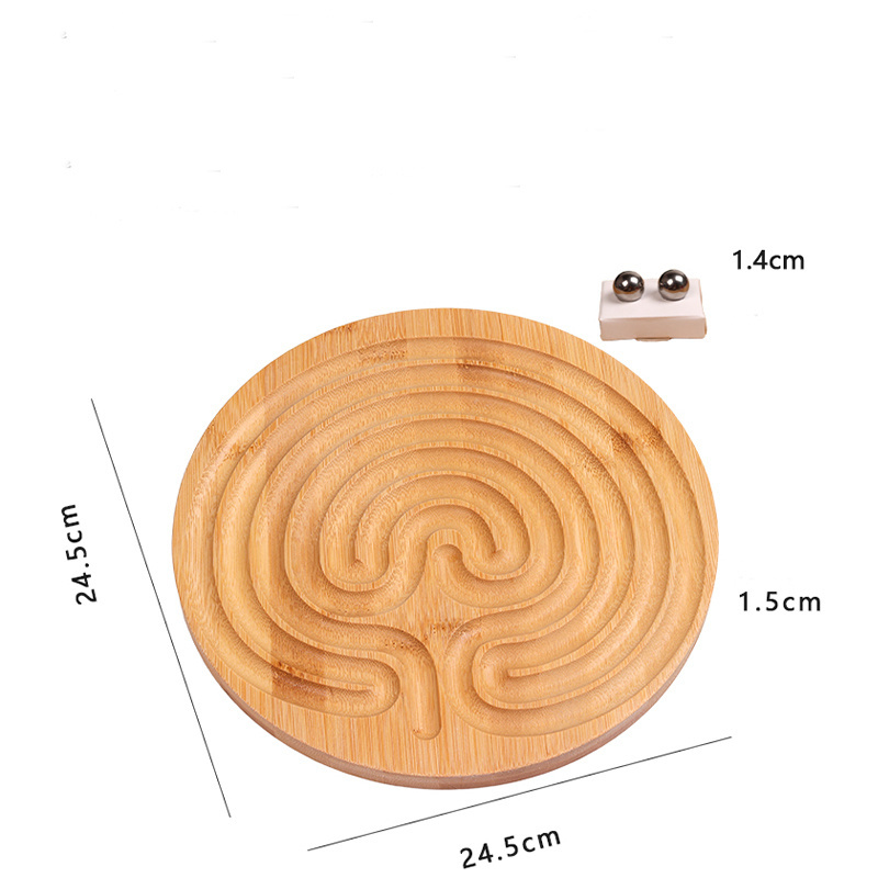 educational toy Round Balance Board Coffee Table Game Wooden Round Labyrinth Ball Maze Puzzle