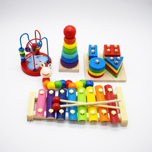 Kid Montessori Wooden Rainbow Blocks Baby Xylophone Music Toy Wooden Educational Toy For Kid Learning