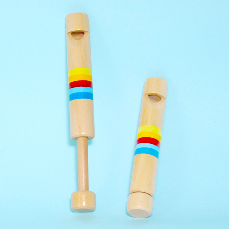 HOYE CRAFTS Hot Sale Musical Education Toys Wooden Piccolo Push Pull Wood Flute