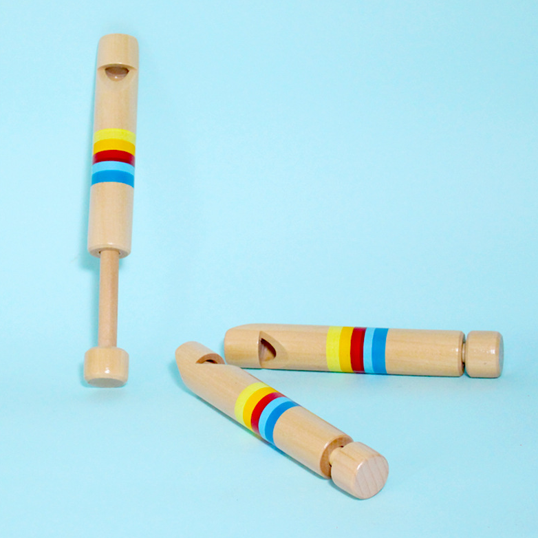 HOYE CRAFTS Hot Sale Musical Education Toys Wooden Piccolo Push Pull Wood Flute