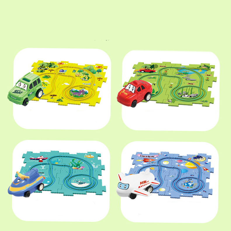 Diy Puzzle Tracks Electric Slot Train Toys Puzzle Track Vehicle Set Educational toys Battery Operated car track toy for kids