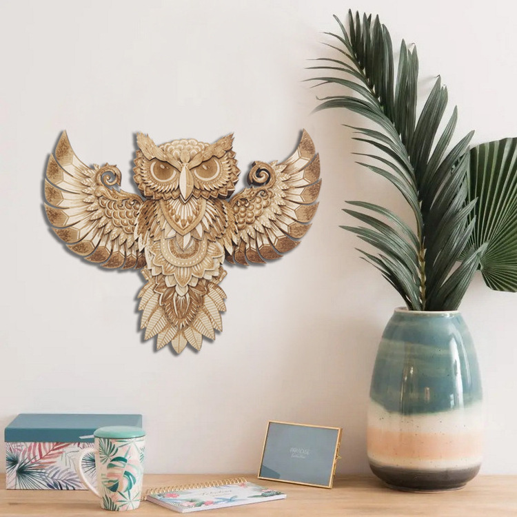 HOYE CRAFTS Wall Art Ornaments Hanging Wall decor for home wooden owl wall decor