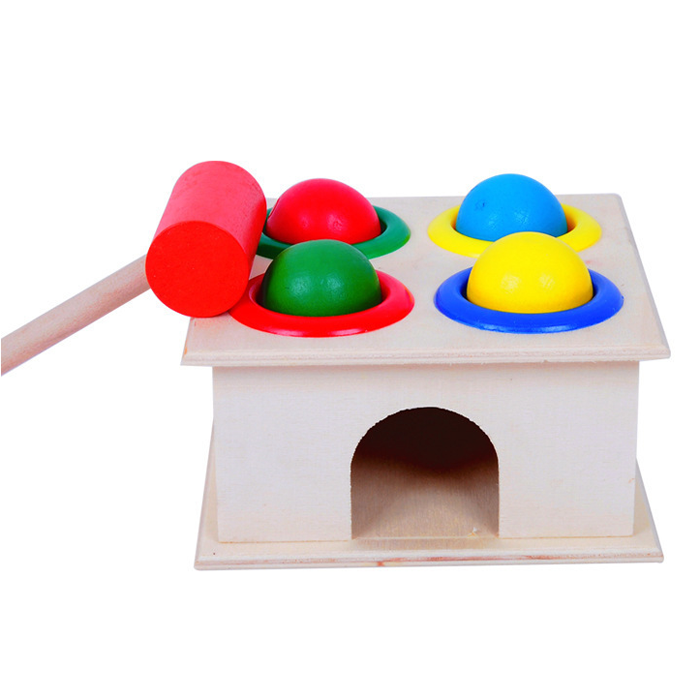 Wooden Hammer Box Fun Playing Hammering Ball Hamster Kids Game Children Early Learning Educational Balls Knocking Toys