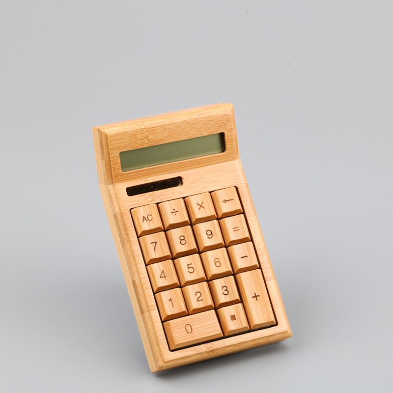 Calculator With LCD Display Standard Function Calculator Bamboo Desk Calculators