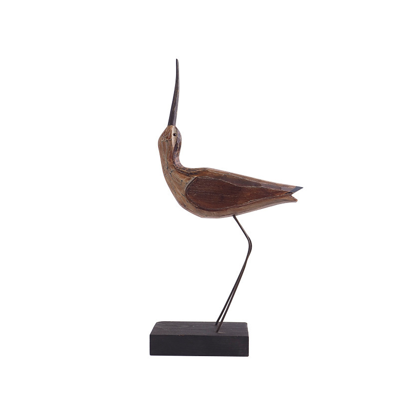 Elegant wood birds sculpture living room decoration vivid water birds decorative figurine wood carving birds