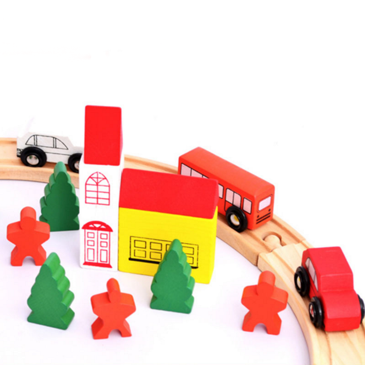 25 pcs/set Vehicles Wooden Kids Toys Train Track Model