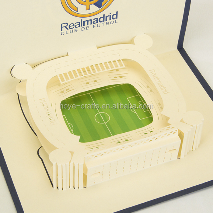 Wholesale stadium 3D card promotion gifts soccer field greeting cards paper crafts Pop Up cards