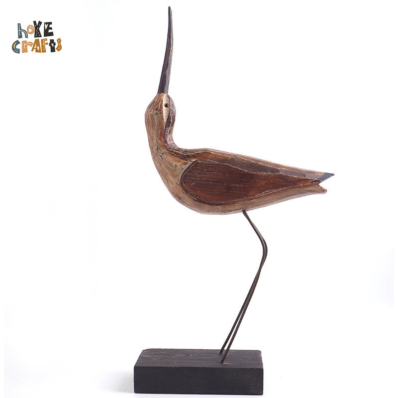 Elegant wood birds sculpture living room decoration vivid water birds decorative figurine wood carving birds