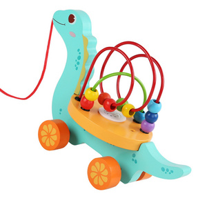 Wooden Colorful Musical Roller Coaster Funny Wooden Activity Car Colorful Kids Sliding Beads Car