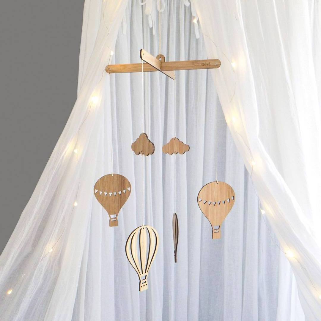 Hoye Crafts Baby Rooms decoration wooden wind chime Hot Air balloon decor