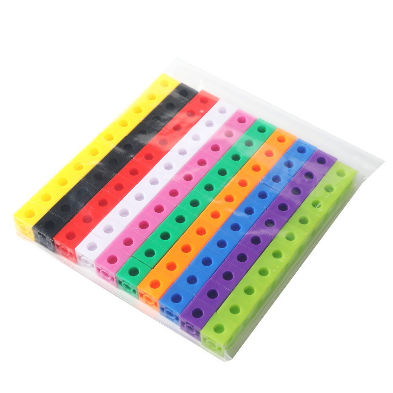 Math Manipulatives plastic Linking Cubes kids connecting math blocks 100 pieces early education learning building blocks ABS