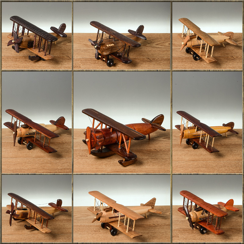 HOYE CRAFTS Wooden retro airplane ornaments decorative crafts airplane model