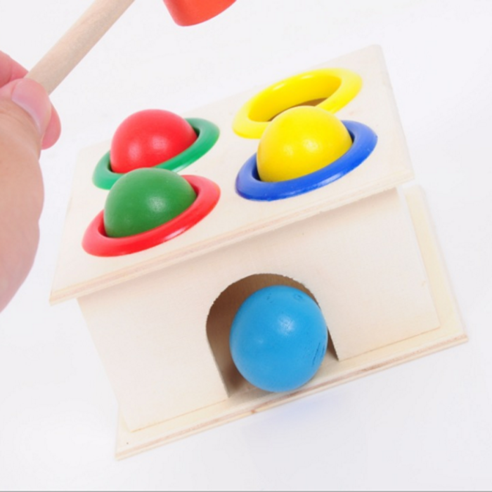 Wooden Hammer Box Fun Playing Hammering Ball Hamster Kids Game Children Early Learning Educational Balls Knocking Toys