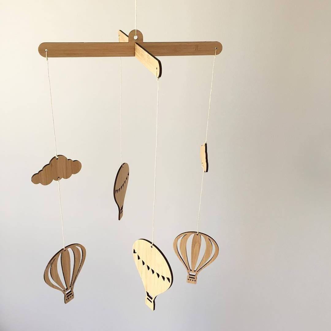 Hoye Crafts Baby Rooms decoration wooden wind chime Hot Air balloon decor