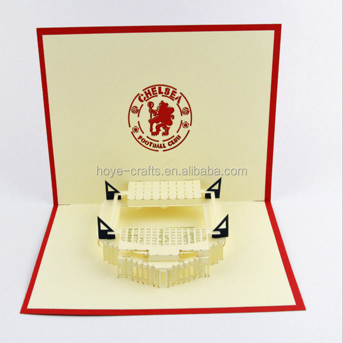 Wholesale stadium 3D card promotion gifts soccer field greeting cards paper crafts Pop Up cards