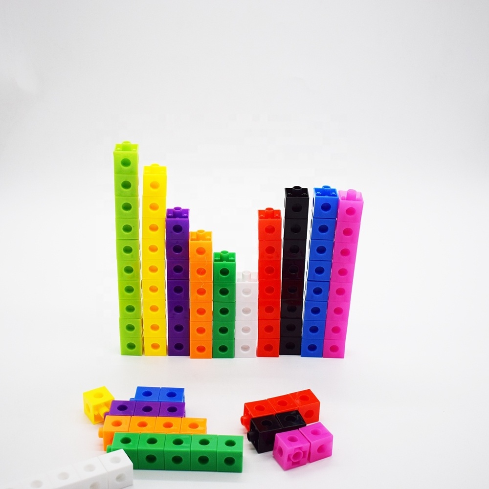 Math Manipulatives plastic Linking Cubes kids connecting math blocks 100 pieces early education learning building blocks ABS