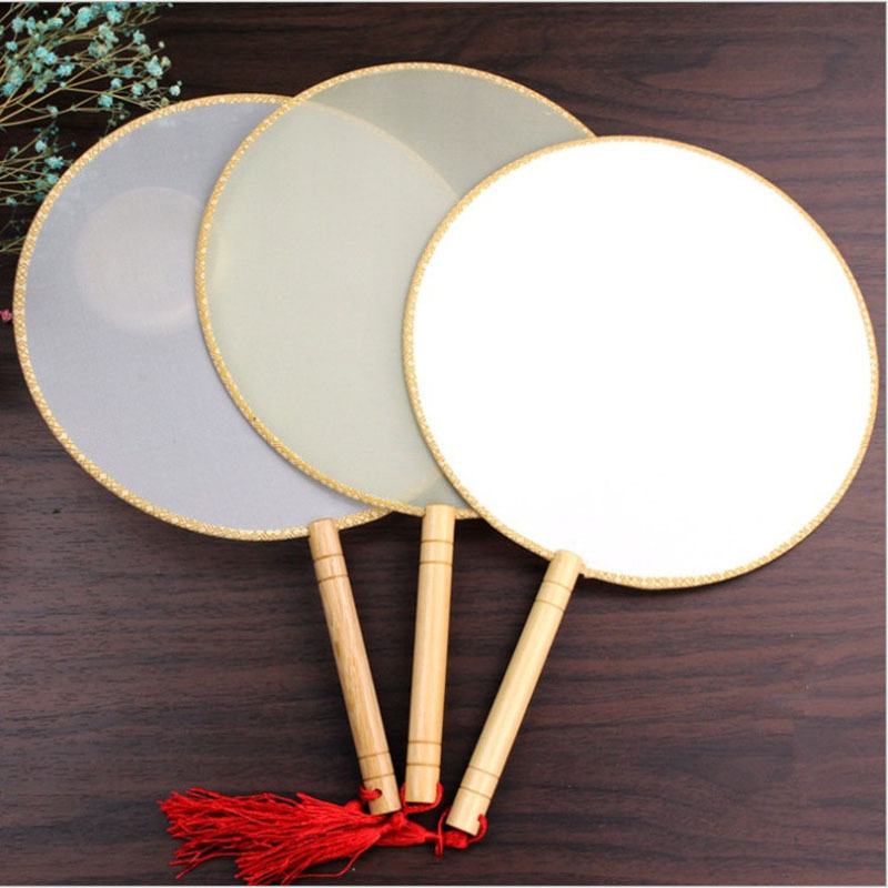 HOYE CRAFTS Hot Sale Chinese Style Silk Fan Wedding Party Dance Accessories Round Hand Fan