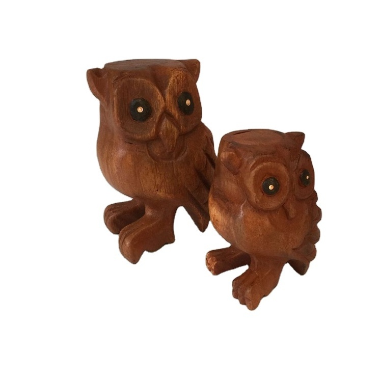 Hoye crafts Popular Thailand owl toy decoration hand carved wooden whistle office and home wooden owl crafts