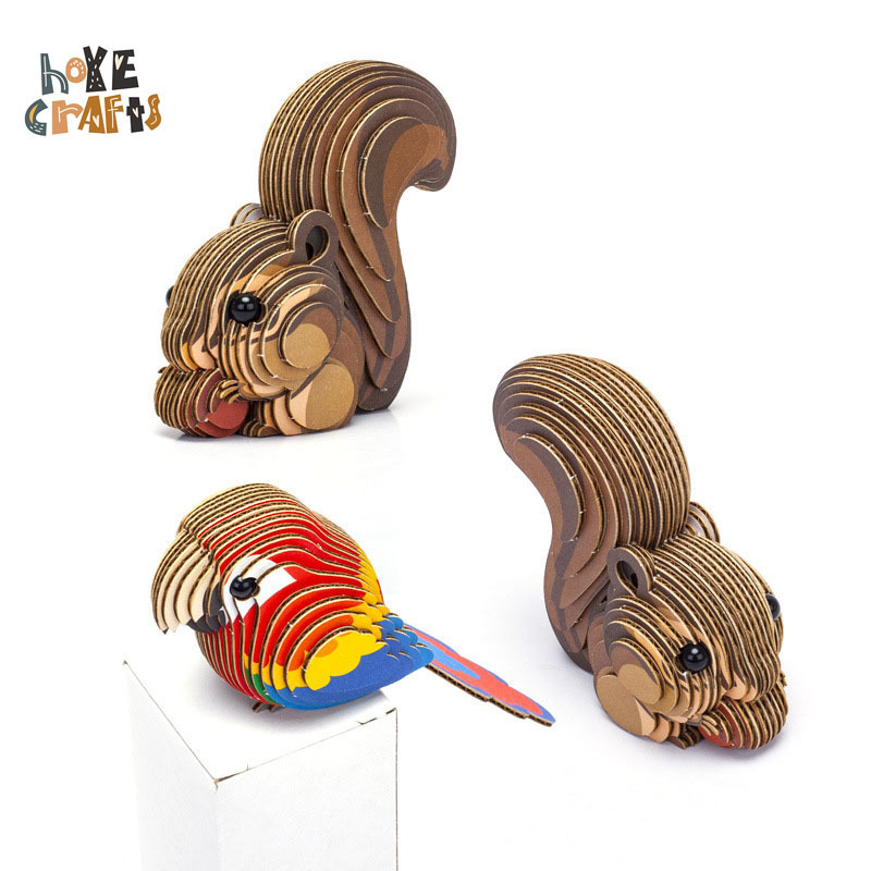 HOYE CRAFTS Hot Sale Animal 3D Wooden Puzzles 3D Cardboard Puzzle 3D Animal Puzzle