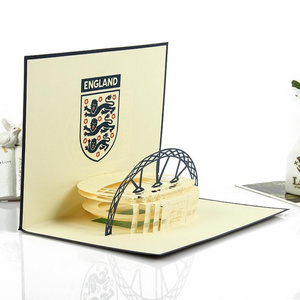 Wholesale stadium 3D card promotion gifts soccer field greeting cards paper crafts Pop Up cards