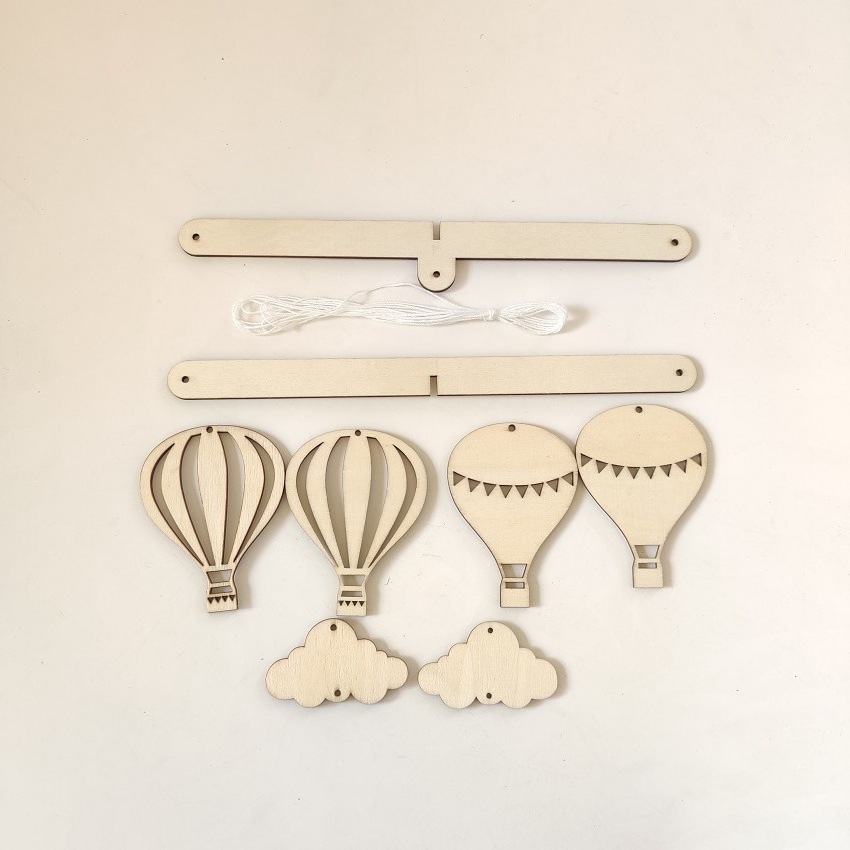 Hoye Crafts Baby Rooms decoration wooden wind chime Hot Air balloon decor