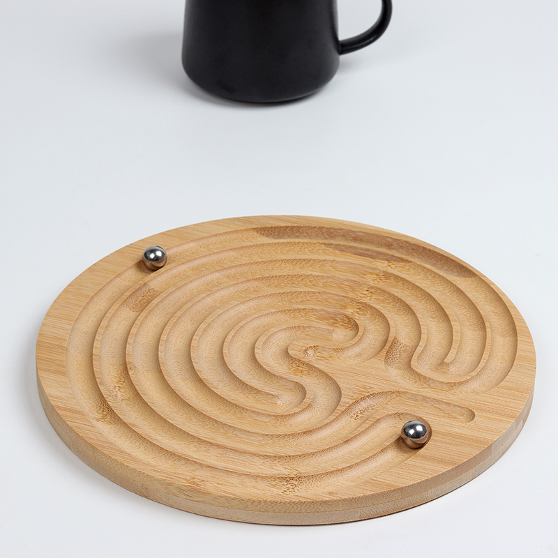 educational toy Round Balance Board Coffee Table Game Wooden Round Labyrinth Ball Maze Puzzle