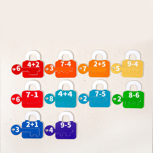 Kindergarten Learning kids Number Math Learning counting toy wooden Lock And Key Toy Set puzzle