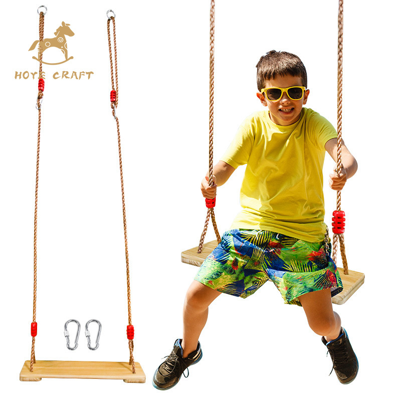 Wooden Kids Adults Swing Chair Hanging Tree Swing Seat for Backyard Patio