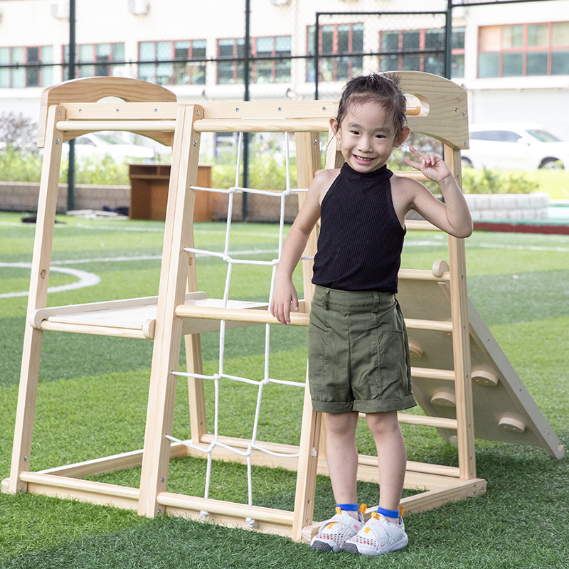 HOYE Triangle Wooden Climbing Frame Children's Swing Gym Indoor Wooden Jungle Play Grm for Kids