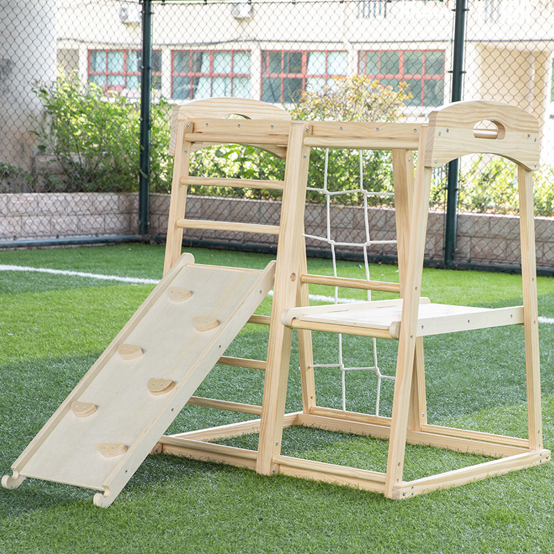 HOYE Triangle Wooden Climbing Frame Children's Swing Gym Indoor Wooden Jungle Play Grm for Kids